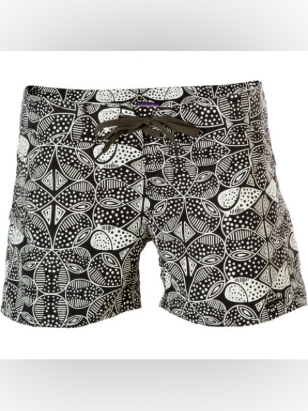 Patagonia Women's Wavefarer Board Shorts in a black white patterned design 8